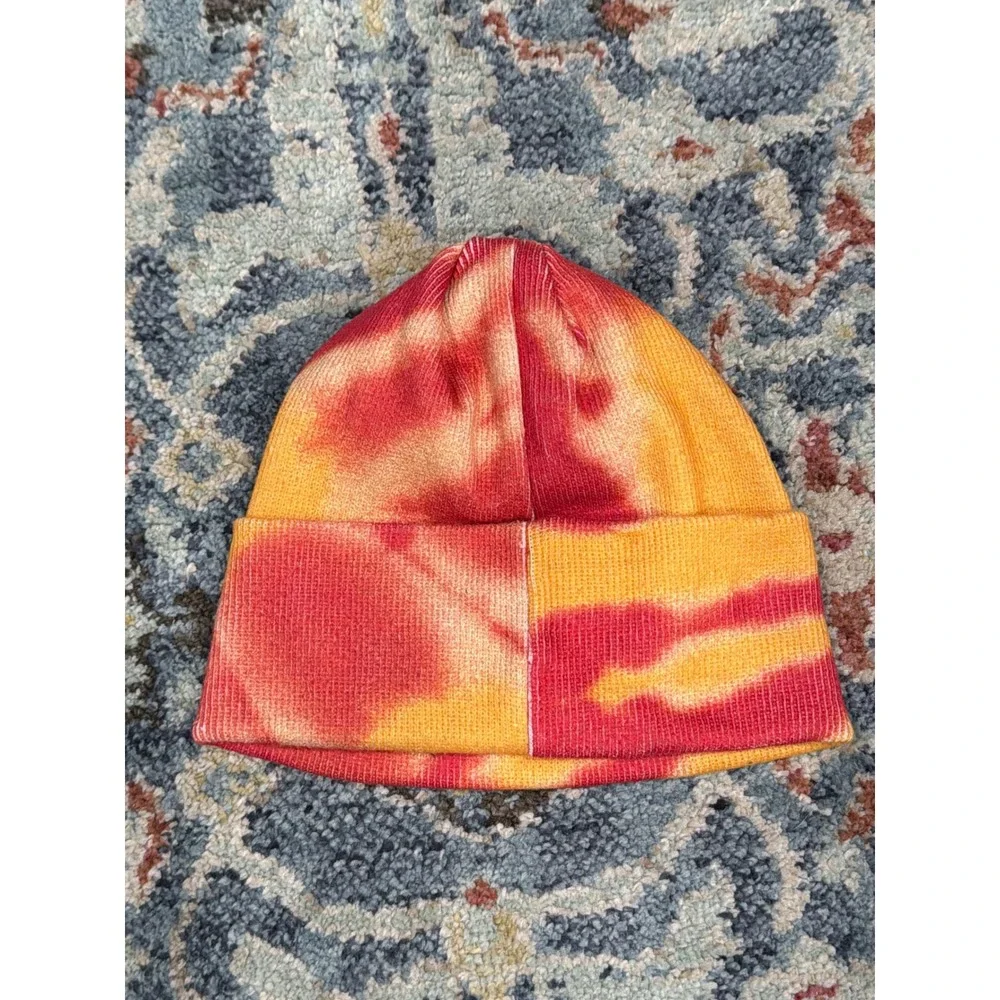 NFL Beanie Hat Youth Size Red Yellow Tie Dye Kansas City Chiefs Sportswear EUC